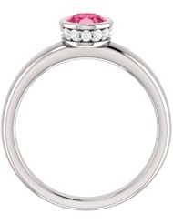 Platinum 7.00x5.00mm Oval Cut Pink Tourmaline and Diamond Ring -- LIFETIME WARRANTY