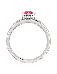 18K White Gold 7.00x5.00mm Oval Cut Pink Tourmaline and Diamond Ring -- LIFETIME WARRANTY