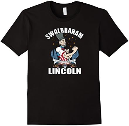 Men's Swolbraham Lincoln Funny Patriotic Gainz Workout T-Shirt 2XL Black