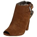 GUESS Women's Caracas Peep Toe Wedge,Dark Natural Suede,8.5 M