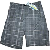 SALT LIFE Men's SLX-QD PLAID BOARD SHORTS (Size 30) Gray/Blue Swim Aqua Trunks