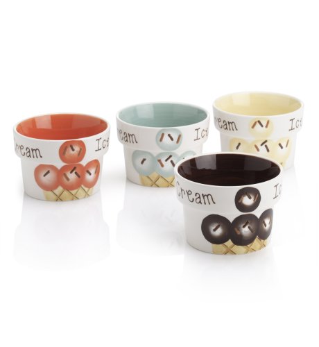 Hand Painted Set of 4 Ice Cream Bowls