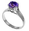 Genuine 1.1 Carat (ct, cttw, ctw) Round Amethyst .925 Sterling Silver Solitaire Engagement Ring