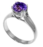 Genuine 1.1 Carat (ct, cttw, ctw) Round Amethyst .925 Sterling Silver Solitaire Engagement Ring