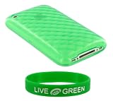 Green Diamond Design Crystal Skin TPU Case and Screen Protector Shield for Apple iPhone 3G S / 3G (iPhone NOT Included)