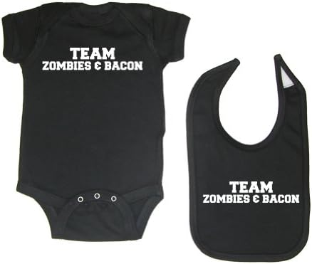 Zombie Underground Unisex Baby 2-Pack Team Zombies & Bacon Bodysuit & Bib (Black, 12 Months)