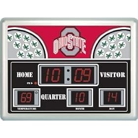 Ohio State Buckeyes NCAA Scoreboard Clock and Thermometer (8.25x12.25)