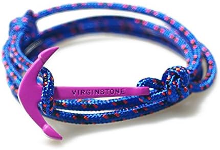 VIRGINSTONE Radiant Orchid Purple Anchor Bracelets on Colorful Nylon Ropes Romance (Bat)