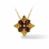 Citrine and Garnet Pendant in 10 Karat Gold