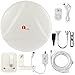 1byone 60 Miles 360° Reception Omni-directional Amplified Outdoor HDTV Antenna for FM / VHF / UHF, Anti-UV Coating, Detachable Amplifier USB Power Supply, Waterproof and Super Compact