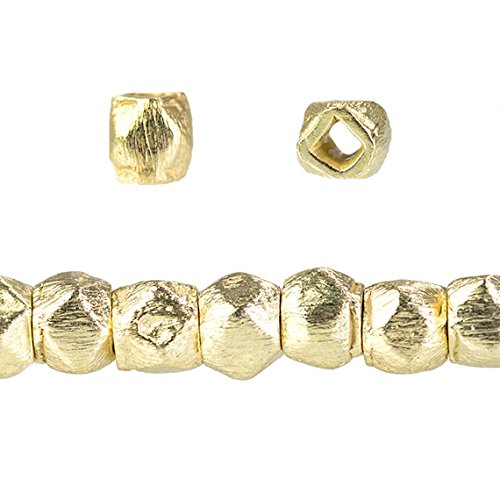 3mm 14kt Gold plated Copper Brushed Faceted Nugget Beads 8 inch 60 beads