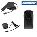 Premium Black Vertical Leather Pouch Case with Clip + Rapid Car Charger + Home Travel Charger for RIM BlackBerry Pearl Flip 8220 Smartphone