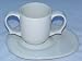 Dignity by Wade Ceramics - White 2 Piece - Two Handled 9 oz. Mug and Saucer Set