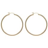 18kt Gold over Sterling Silver 40mm Click Top Classic Hoop Earring w 2mm Round Tubing