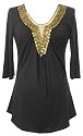 Lauren Kiyomi Metal Embellished Quarter Sleeve Maternity Top, XS, Black