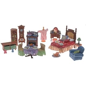 Loving Family Dollhouse Additions Gift Set: Parent's Bedroom, Living Room and Dining Room