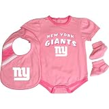 Reebok New York Giants Infant Creeper, Bib and Bootie Set - Pink Infant 24 Months