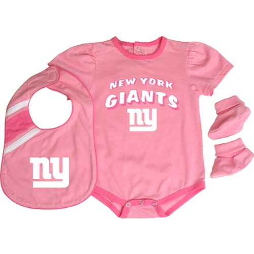 Reebok New York Giants Newborn Creeper, Bib and Bootie Set - Pink 3-6 Months