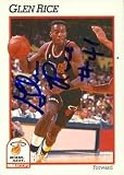 Glen Rice Autographed/Hand Signed Basketball Card (Miami Heat) 1991 Hoops #113