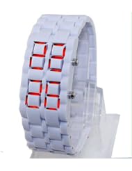 W8sunjs New Unisex Cool Womens Mens Led Display Led Movement Black/ White Plastic Band Smart Digital Wrist Watches (White)
