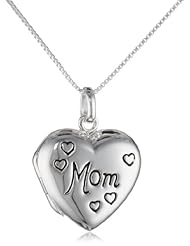 Sterling Silver "Mom I Love You" Heart Locket Necklace, 18"