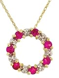 10K Yellow Gold Ruby and Diamond Circle Pendant