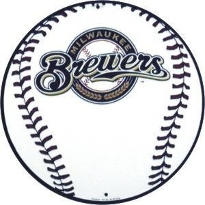 MLB Baseball 12 Round Metal Sign - Milwaukee Brewers