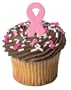 Breast Cancer Awareness Pink Ribbons Cupcake Pics 12 Pack