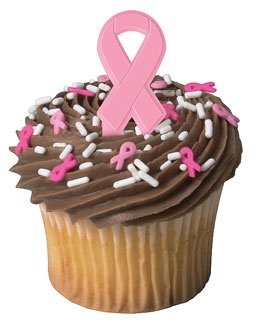 Breast Cancer Awareness Pink Ribbons Cupcake Pics 12 Pack