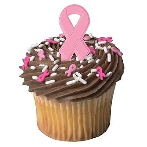Breast Cancer Awareness Pink Ribbons Cupcake Pics 12 Pack by Cake Toppers
