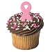 Breast Cancer Awareness Pink Ribbons Cupcake Pics 12 Pack