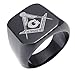 KONOV Freemason Masonic Mens Ring, 316L Stainless Steel Band, Color Black