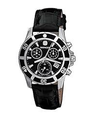 Wenger Womens 70745 Sport Elegance Chrono Black Dial Leather Watch