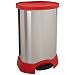 Rubbermaid Commercial Stainless Steel 30-Gallon Commercial Step-On Trash Can, Oval, 20.38" Width x 22.75" Depth x 34.25" Height, Red