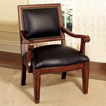 Black Leather Jamestown Landing Accent Chair