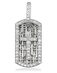 Diamond Cross Dog Tag Pendant with Scattered Cross Texture
