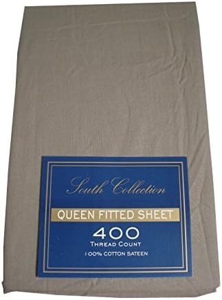 South Collection - 400 Thread Count 100% Egyptian Cotton 15" Deep Pocket Fitted Sheet, Solid Taupe, Light Brown (Queen Size)