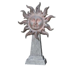 CBK Ltd 19-Inch H Sunface Garden Finial on Obelisk Stand by 