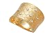 Jewelry : 14K Yellow Gold Hand-Crafted Matte-Finish Designer Ring, Etched and Enhanced with White Gold Bezel Set Diamonds.