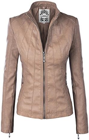 CTC Womens Dressy Vegan Leather Biker Jacket