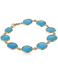 Gold-Plated Sterling Silver Nine-Stone Turquoise Bezel Bracelet