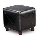 Black Cube Faux Leather Ottoman Foot Stool Seat Hassock