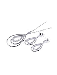 Nickel Free Sterling Silver Pendant & Earring Sets Oval CZ Set
