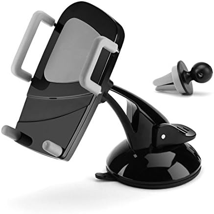 3 in 1 Adjustable Car Mount Kit Ukelove Universal Air Vent Windshield Phone Holder Cradle with 360 Degree Rotation for iPhone, Samsung, HTC,and Other Smartphones (Black)