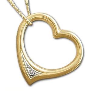 CLEVER SCHMUCK Goldener Anhänger Herz 16 mm Diamant 0,005 carat mit Kette Panzer 45 cm, glänzend, beides ECHT GOLD 333 (F) neu