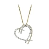 14K Two Tone Gold 1/2 ct. Diamond Fashion Heart Necklace - 16''