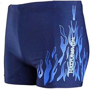 Haiyun Men's Breathable High Elasticity Boxer Swimming Trunks Swim Briefs (Blue, XXL)