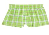 Lime Green Plaid Check Flannel Cotton Girl Boxers Mini Itty Bitty Shorts 1" Inseam, Covered elastic waist, 100% cotton,