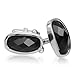 Mens Faceted Black Onyx Cuff Links in Stainless Steel