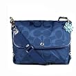 Coach Signature Kyra Nylon Flap Laptop Messenger Bag 16553 Navy Blue